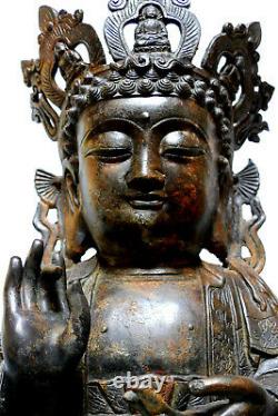 Superbe Grand Buddha Ancien Chine Bronze statue Bouddha Buddha H42cm 9kg