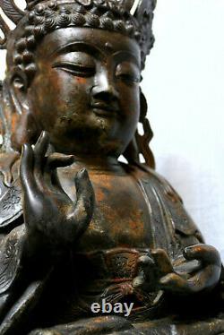 Superbe Grand Buddha Ancien Chine Bronze statue Bouddha Buddha H42cm 9kg