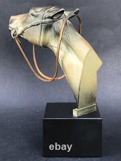 Superbe ancienne SCULPTURE CHEVAL en REGULE époque ART DECO sur socle en marbre