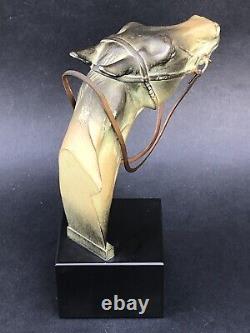 Superbe ancienne SCULPTURE CHEVAL en REGULE époque ART DECO sur socle en marbre