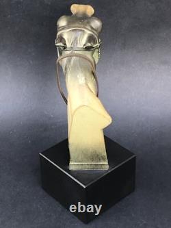 Superbe ancienne SCULPTURE CHEVAL en REGULE époque ART DECO sur socle en marbre