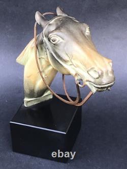 Superbe ancienne SCULPTURE CHEVAL en REGULE époque ART DECO sur socle en marbre