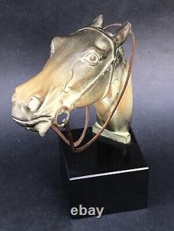 Superbe ancienne SCULPTURE CHEVAL en REGULE époque ART DECO sur socle en marbre