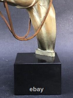 Superbe ancienne SCULPTURE CHEVAL en REGULE époque ART DECO sur socle en marbre