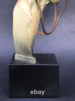 Superbe ancienne SCULPTURE CHEVAL en REGULE époque ART DECO sur socle en marbre
