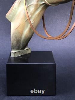 Superbe ancienne SCULPTURE CHEVAL en REGULE époque ART DECO sur socle en marbre