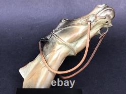 Superbe ancienne SCULPTURE CHEVAL en REGULE époque ART DECO sur socle en marbre