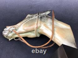 Superbe ancienne SCULPTURE CHEVAL en REGULE époque ART DECO sur socle en marbre