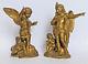 Superbe Et Ancienne Paire De Petites Sculptures Allégoriques En Bronze Doré