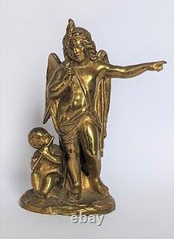Superbe et ancienne paire de petites sculptures allégoriques en bronze doré
