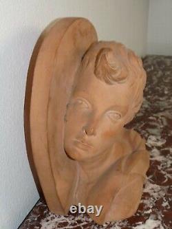 Superbe rare ancienne tête en terre cuite Darly sculpture d'après Doratello