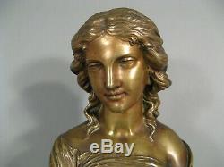 Susse Frères Éditeur Buste Jeune Femme Sculpture Ancienne Bronze Signé Lepind