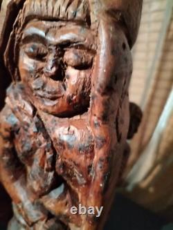 Très ancienne statue en bois femme a l'enfant /sculpture haute époque collection