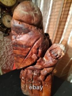 Très ancienne statue en bois femme a l'enfant /sculpture haute époque collection