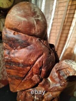 Très ancienne statue en bois femme a l'enfant /sculpture haute époque collection