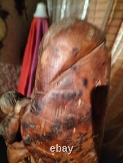 Très ancienne statue en bois femme a l'enfant /sculpture haute époque collection