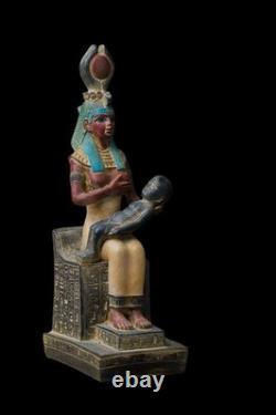 UNIQUE ANCIENNE ANTIQUITÉS EGYPTIENNES Statue Sculpture assise Isis Nursing