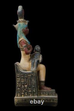 UNIQUE ANCIENNE ANTIQUITÉS EGYPTIENNES Statue Sculpture assise Isis Nursing