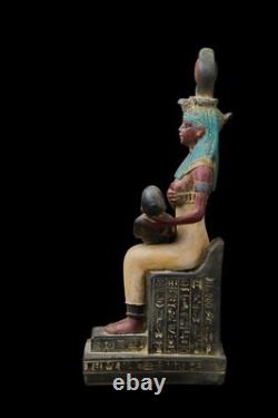 UNIQUE ANCIENNE ANTIQUITÉS EGYPTIENNES Statue Sculpture assise Isis Nursing