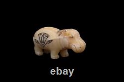 UNIQUE ANCIENNE EGYPTIENNE réplique statue de sculpture hippopotame niil fleu