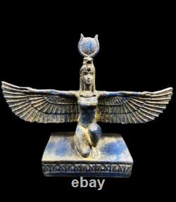 UNIQUE ANCIENNE STATUE EGYPTIENNE ANCIENNE sculpture déesse Isis assise ailée