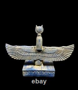 UNIQUE ANCIENNE STATUE EGYPTIENNE ANCIENNE sculpture déesse Isis assise ailée