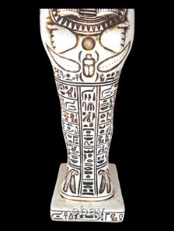 UNIQUE ANCIENNE STATUE ÉGYPTIENNE Anubis chacal avec sculpture scarabée fait