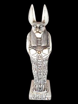 UNIQUE ANCIENNE STATUE ÉGYPTIENNE Anubis chacal avec sculpture scarabée fait