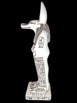 UNIQUE ANCIENNE STATUE ÉGYPTIENNE Anubis chacal avec sculpture scarabée fait