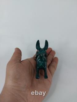 UNIQUE ANCIENNE STATUE EGYPTIENNE pierre Anubis chacal sculpture assise fait