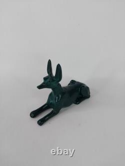 UNIQUE ANCIENNE STATUE EGYPTIENNE pierre Anubis chacal sculpture assise fait