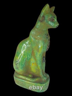 UNIQUE ANCIENNE STATUE EGYPTIENNE pierre déesse bastet chat Isis sculpture sc