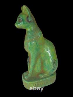 UNIQUE ANCIENNE STATUE EGYPTIENNE pierre déesse bastet chat Isis sculpture sc