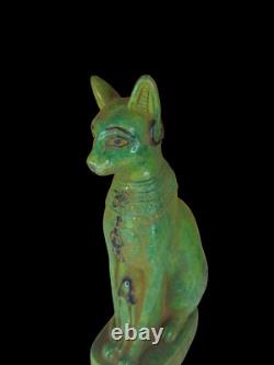 UNIQUE ANCIENNE STATUE EGYPTIENNE pierre déesse bastet chat Isis sculpture sc