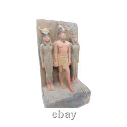 UNIQUE ANCIENNE STATUE EGYPTIENNE pierre roi Menkaure, sculpture Isis Amon