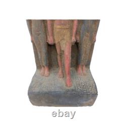UNIQUE ANCIENNE STATUE EGYPTIENNE pierre roi Menkaure, sculpture Isis Amon