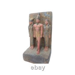UNIQUE ANCIENNE STATUE EGYPTIENNE pierre roi Menkaure, sculpture Isis Amon