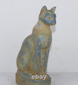 UNIQUE CHAT BASTET PHARAONIQUE ANCIEN ÉGYPTIEN FAIT MAIN avec statue d'Isis UNIQUE CHAT BASTET PHARAONIQUE ANCIEN ÉGYPTIEN FAIT MAIN avec statue d'Isis