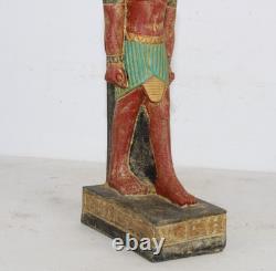 Unique Ancienne Statue De Protection Colorée Anubis Pharaonique Égyptien