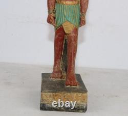 Unique Ancienne Statue De Protection Colorée Anubis Pharaonique Égyptien