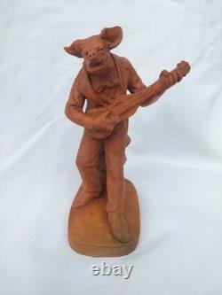 VILLEQUIER ancienne Terre Cuite humanisée Cochon Musicien ARGENCES J. C CALVADOS