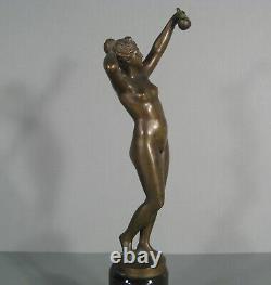 Venus A La Pomme D'or Femme Nue Sculpture Ancienne Bronze Signé Otto Rasmussen