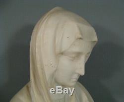 Vierge Marie Madone Sculpture Statue Buste Ancien En Albtre Daprès Donatello