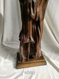 Vierge a l enfant en bois Sculpture Grande Statue ancienne