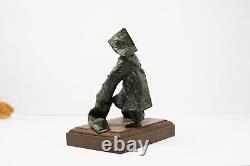 Vintage Ancien Bronze Main Crafted Africain Statue Sculpture Sur En Socle NH7150