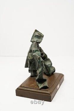 Vintage Ancien Bronze Main Crafted Africain Statue Sculpture Sur En Socle NH7150