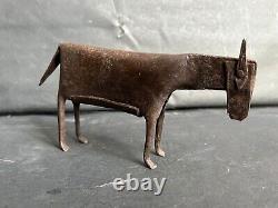 Vintage Ancien HAND FORGED Repasser Chèvre Statue Sculpture Ouest Ferme Décor