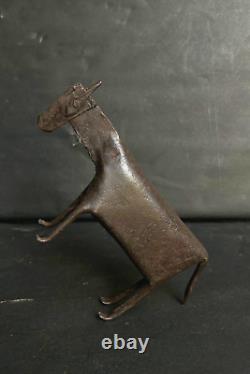 Vintage Ancien HAND FORGED Repasser Chèvre Statue Sculpture Ouest Ferme Décor