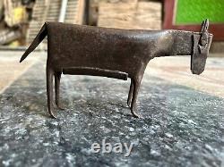 Vintage Ancien HAND FORGED Repasser Chèvre Statue Sculpture Ouest Ferme Décor