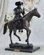 Xl Cowboy Equitation Cheval Ancien Ouest Western Ferme Sculpture Statue Figurine